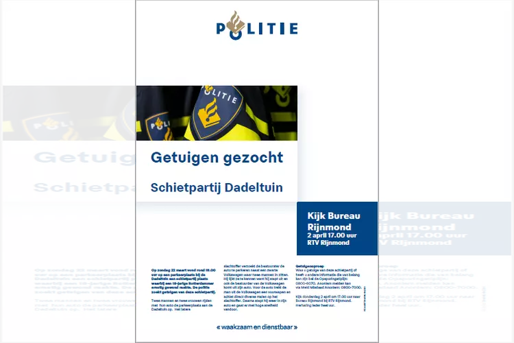 Getuigen schietpartij Dadeltuin gezocht