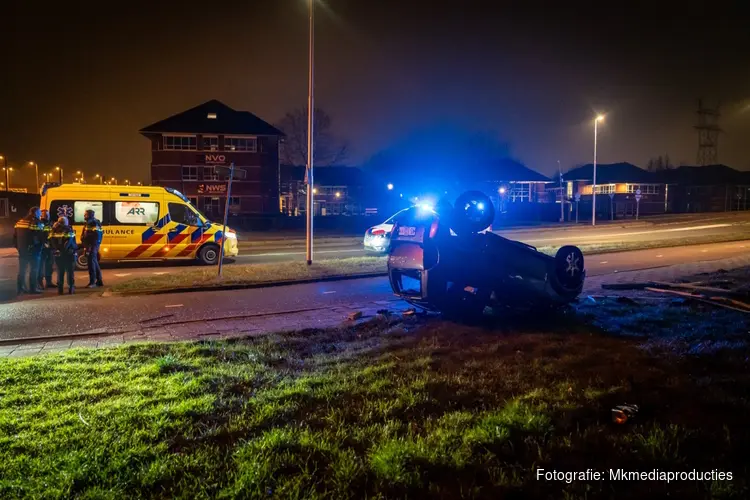 Brommobiel op zijn kop na eenzijdig ongeval