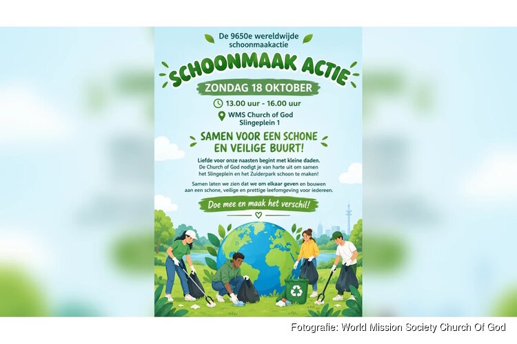 Church of God organiseert schoonmaakactie op het Slingeplein en in het Zuiderpark