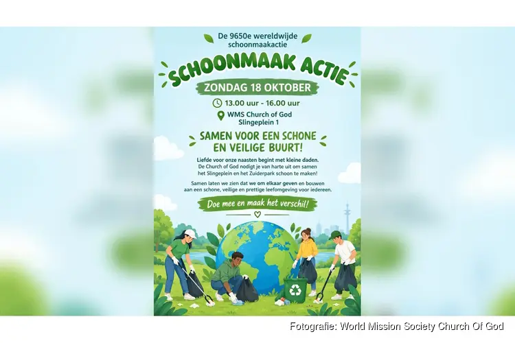 Church of God organiseert schoonmaakactie op het Slingeplein en in het Zuiderpark